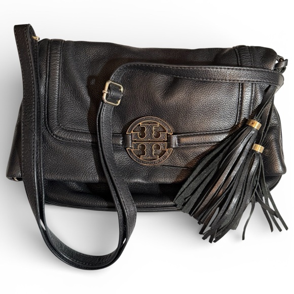 Tory Burch Handbags - Tory Burch Amanda Black Foldover Messenger/Crossbody Bag.